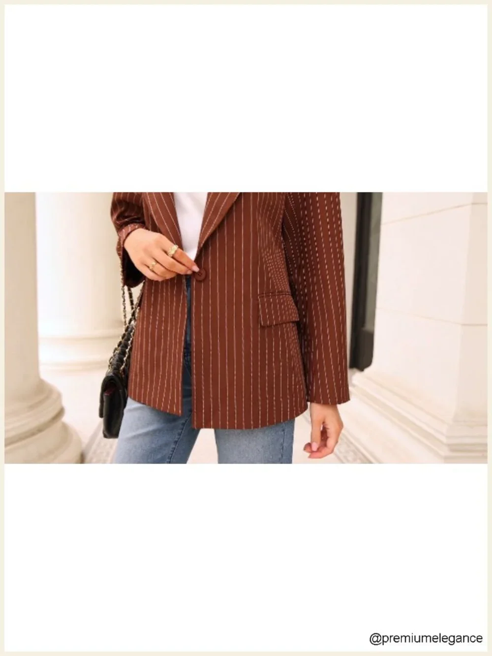 Striped Blazer Women Business Casual Open Front Long Sleeve Suit Jacket
